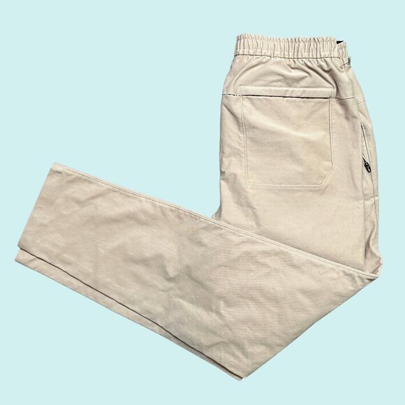 Lululemon ABC Elastic Waist Jogger Pants Khaki Men's Size Medium Cotton Blend - Picture 1 of 5